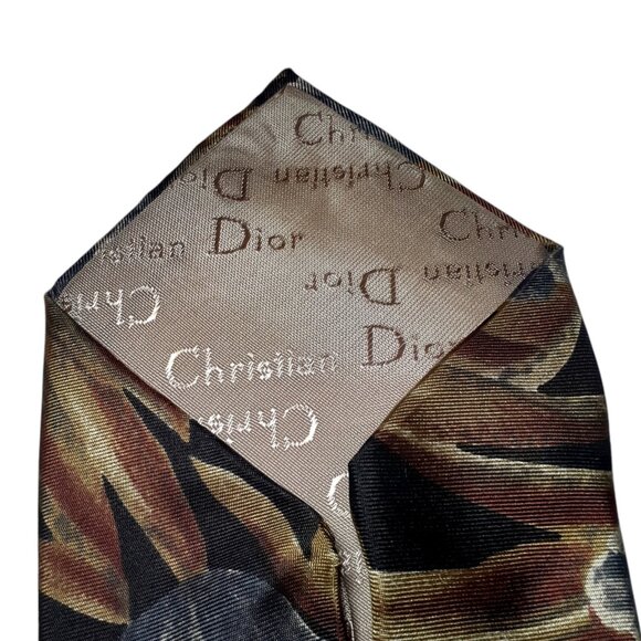 VTG Christian Dior Monsieur Tie Cocktail Party Fall Floral USA Made Italian Silk - Picture 4 of 11
